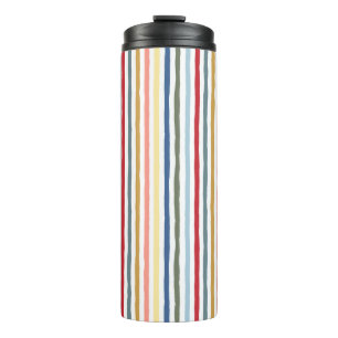 Hand-drawn stripes in mid century modern colours thermal tumbler