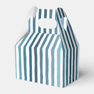 Hand-drawn stripes in shades of sea-inspired blue favor box