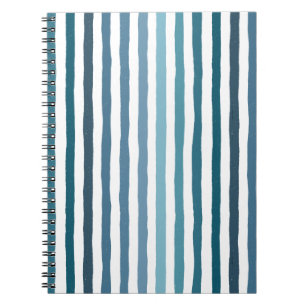 Hand-drawn stripes in shades of sea-inspired blue notebook