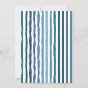 Hand-drawn stripes in shades of sea-inspired blue thank you card