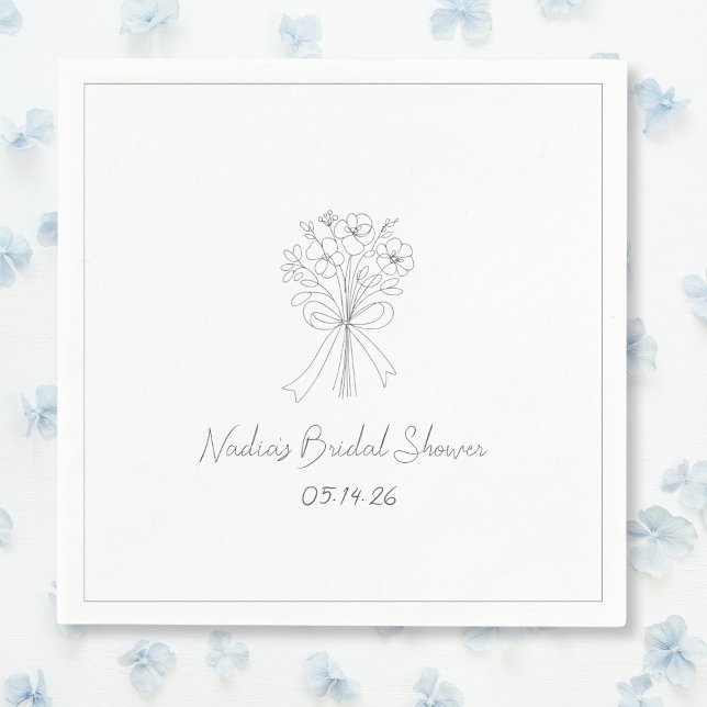 Hand Drawn Style Sketch Floral Cool Bridal Shower  Napkin (Creator Uploaded)