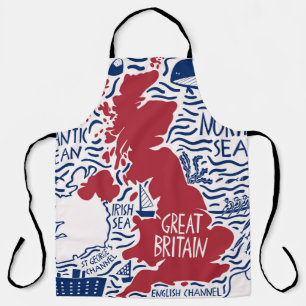 hand drawn stylized map of the United Kingdom. Tra Apron