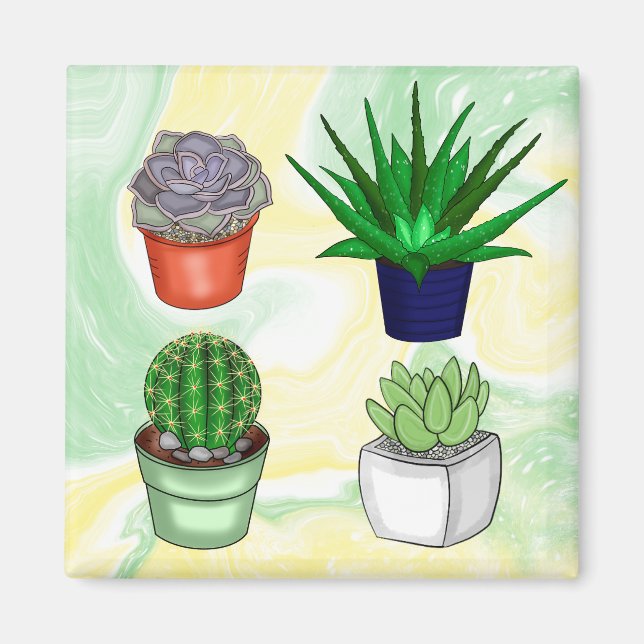 Hand drawn Succulents   Magnet (Front)