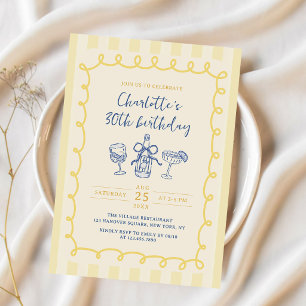 Hand Drawn Summer Adult 30th Birthday Invitation