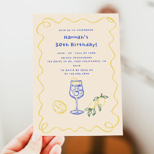 Hand Drawn Summer Adult 30th Birthday  Invitation