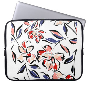 Hand drawn summer floral backround. Botanical seam Laptop Sleeve