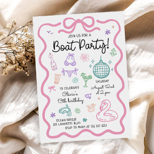 Hand Drawn Summer Fun Boat Party Birthday Invitation