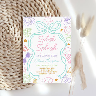 Hand Drawn Summer Pool Baby Shower  Invitation