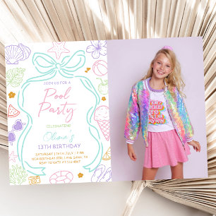 Hand Drawn Summer Pool Birthday Invitation