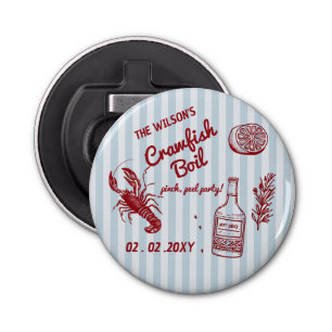 Hand Drawn Summer Seafood Crawfish Boil Party  Bottle Opener