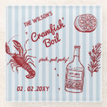 Hand Drawn Summer Seafood Crawfish Boil Party  Glass Coaster<br><div class="desc">Hand Drawn Summer Seafood Crawfish Boil Party Coasters</div>