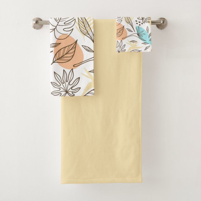 Hand drawn summer tropical pattern bath towel set (Insitu)