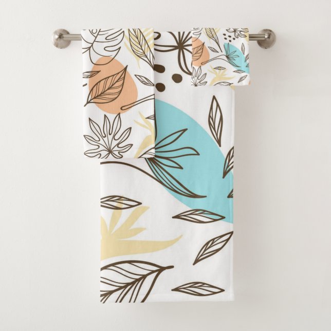 Hand drawn summer tropical pattern bath towel set (Insitu)