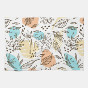 Hand drawn summer tropical pattern kitchen towel