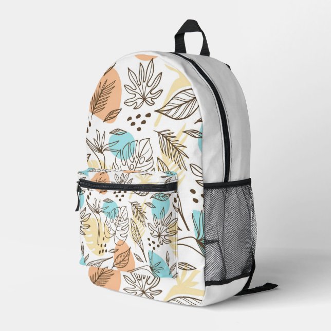 Hand drawn summer tropical pattern printed backpack (Back Corner Right)