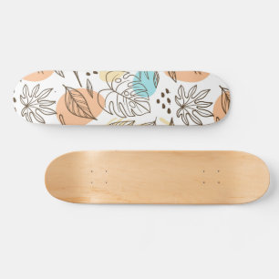 Hand drawn summer tropical pattern skateboard