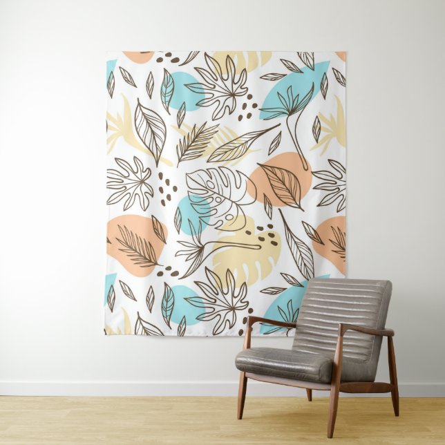 Hand drawn summer tropical pattern tapestry (In Situ)