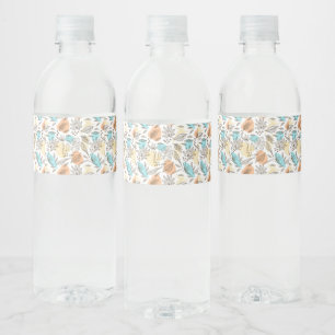 Hand drawn summer tropical pattern water bottle label