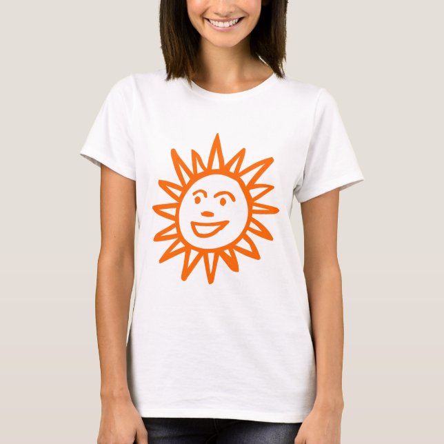 Hand-drawn Sun Motif - Orange T-Shirt (Front)