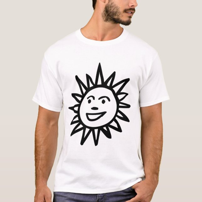 Hand-drawn Sun Motif T-Shirt (Front)
