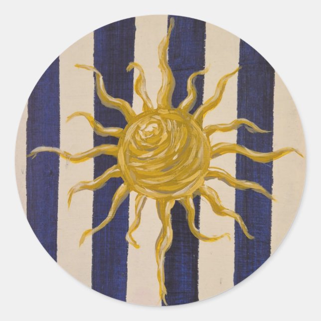 Hand-Drawn Sun Sticker with Classic Stripes (Front)
