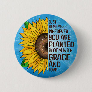 Hand Drawn Sunflower and Quote 2 Inch Round Button