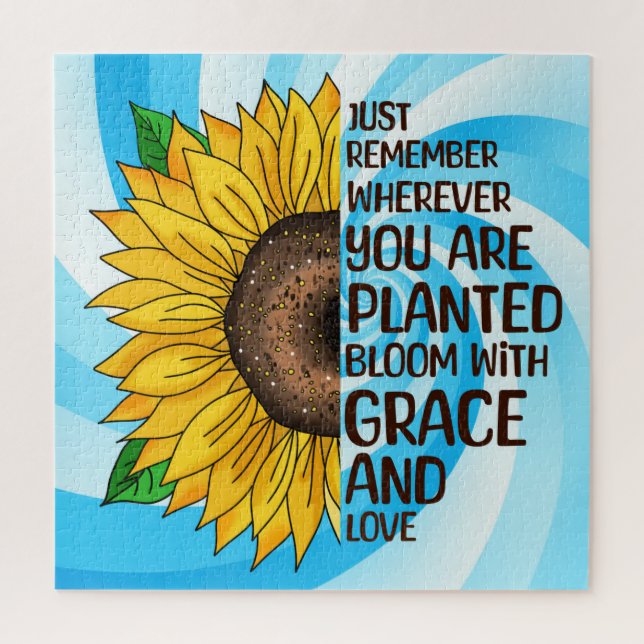 Hand Drawn Sunflower and Quote Jigsaw Puzzle (Vertical)