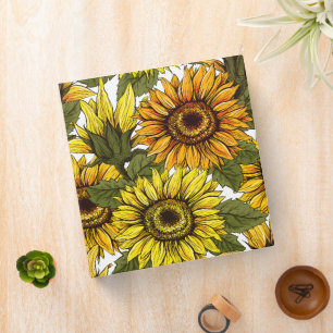 Hand Drawn Sunflower Binder