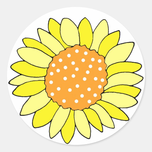 Hand Drawn Sunflower Classic Round Sticker (Front)