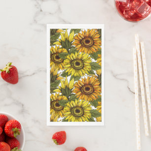 Hand Drawn Sunflower Napkin