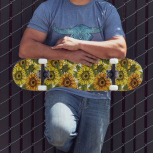 Hand Drawn Sunflower Skateboard