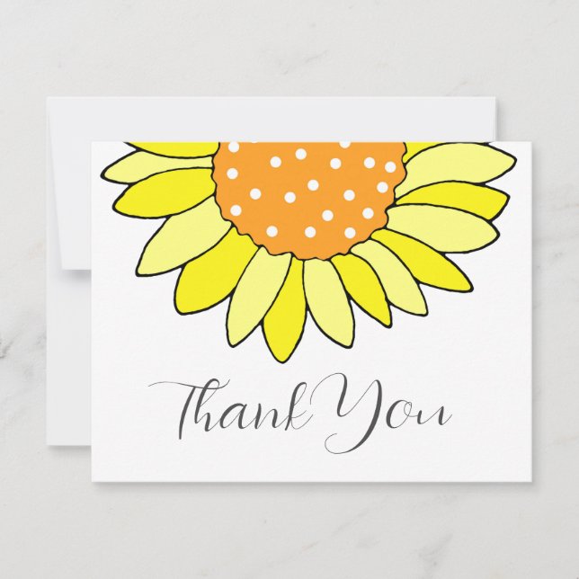 Hand Drawn Sunflower Thank You Card (Front)