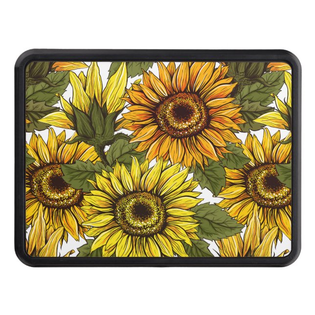 Hand Drawn Sunflower Trailer Hitch Cover (Front)