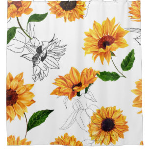 Hand-drawn sunflowers: vibrant yellow pattern.