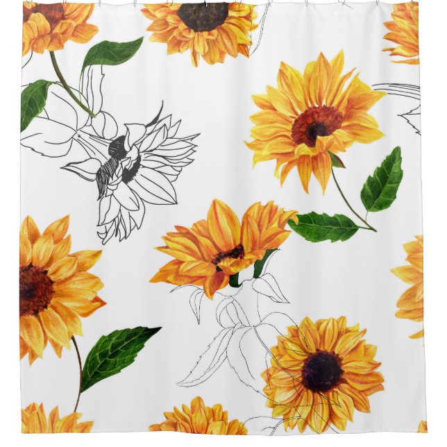 Hand-drawn sunflowers: vibrant yellow pattern. (Front)
