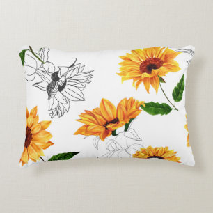 Hand-drawn sunflowers: vibrant yellow pattern. accent pillow