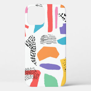 Hand drawn surface design. Artistic Memphis textur iPhone 12 Case