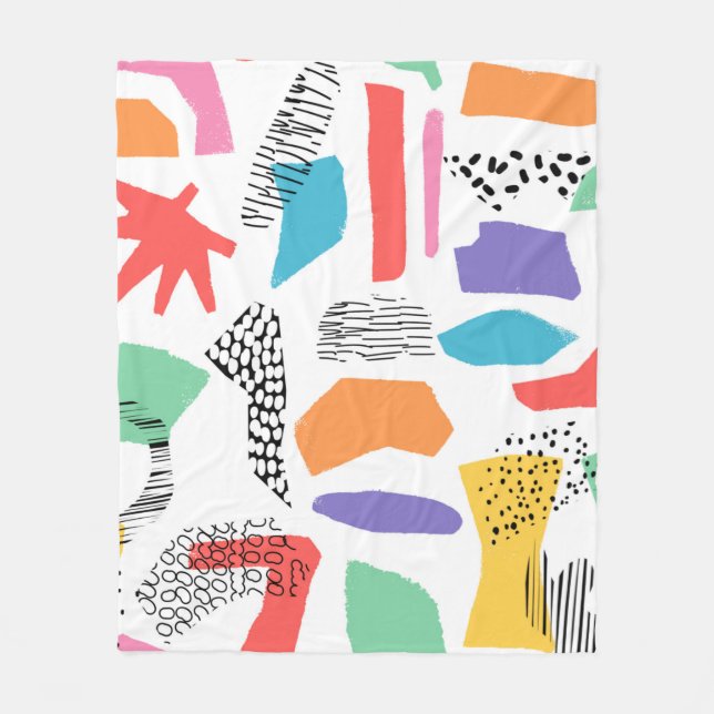 Hand drawn surface design. Artistic Memphis textur Fleece Blanket (Front)