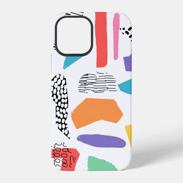 Hand drawn surface design. Artistic Memphis textur iPhone Case (Back)