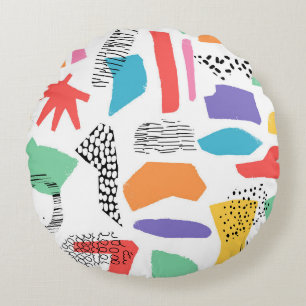 Hand drawn surface design. Artistic Memphis textur Round Pillow