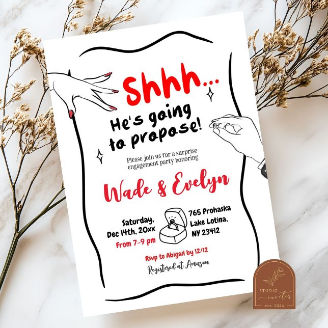 Hand Drawn Surprise Proposal Engagement Party Invitation (Creator Uploaded)
