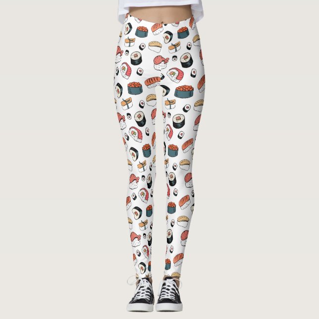 Hand-Drawn Sushi Mix Leggings (Front)