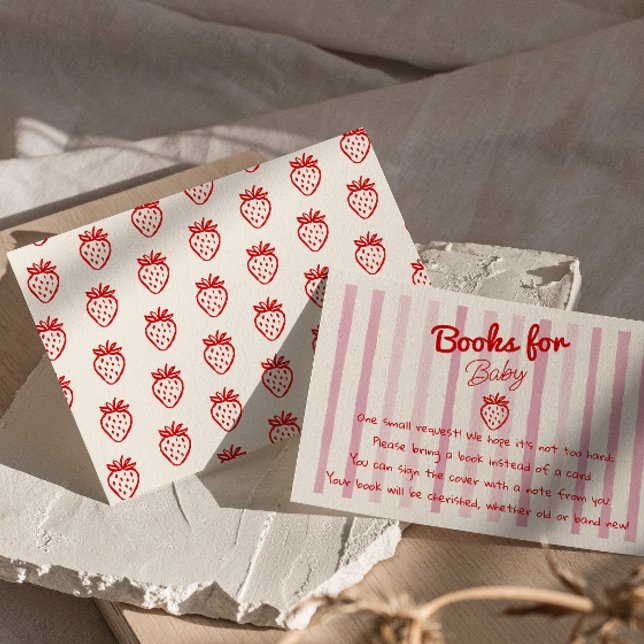 Hand Drawn Sweet Baby Strawberries Book Request Enclosure Card (Creator Uploaded)