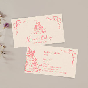 Hand Drawn Sweet Cupcake Bakery Pastry Chef Business Card