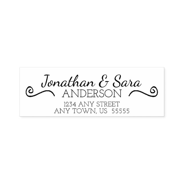 Hand Drawn Swirl Return Address Self-inking Stamp (Design)