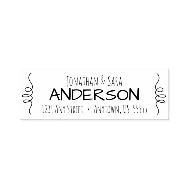 Hand Drawn Swirls Return Address Self-inking Stamp (Design)