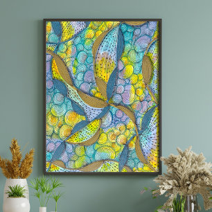 Hand-drawn Tangled Artistic Threads of Colour Poster