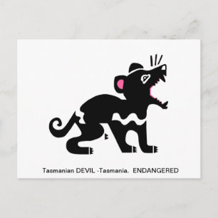 Hand drawn -Tasmanian DEVIL - Wildlife -Nature Postcard