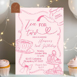 Hand Drawn Tea For Two 2nd Birthday Invitation<br><div class="desc">Hand Drawn Pink Tea For Two Girl Birthday Invitation,  Pink Bow Cupcakes Par-Tea 2nd Birthday Girl,  High Tea Cup Birthday Girl Party</div>