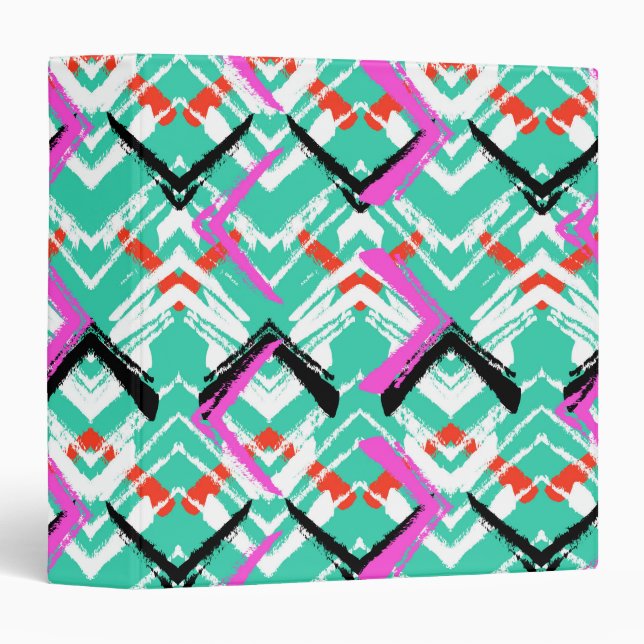 Hand Drawn Teal Zig Zag Pattern Binder (Front/Spine)